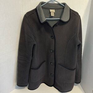 L.L.Bean Fleece Jacket Women’s Med-Reg Button Closure 2 Front Pockets Gray